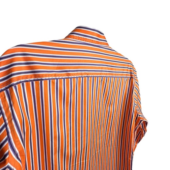 Bugatchi Orange Purple Striped Long Sleeve Button-Up Dress Shirt Sz M Modern Fit - Picture 10 of 15